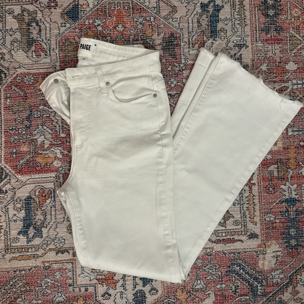 PAIGE Women's White Flare Jeans